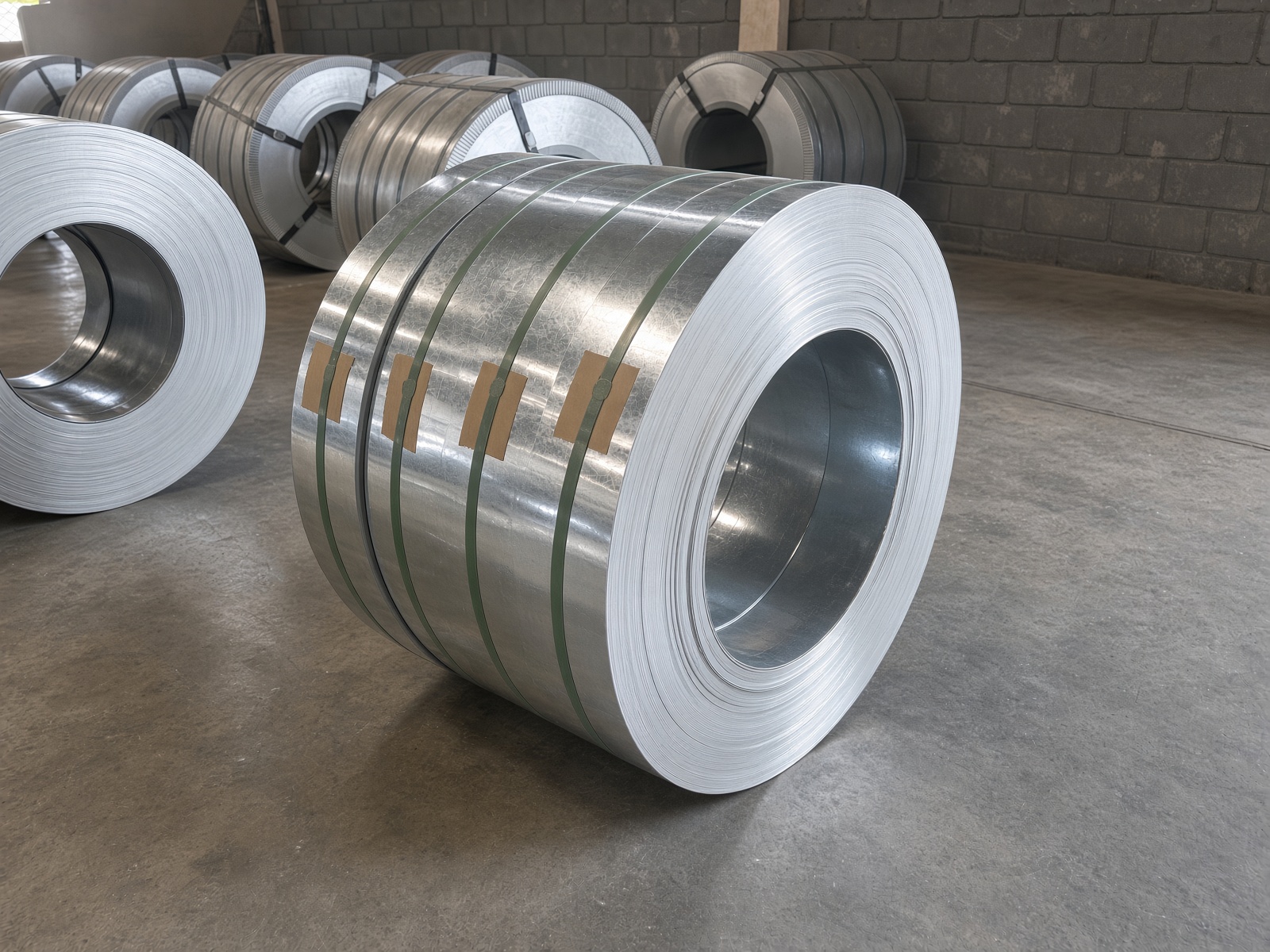 Flejes de acero galvanizado en el almacén de Alfa Industrial